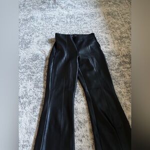 Zara Faux Leather High Waisted Flare Pants Black Size: Small full length EUC!